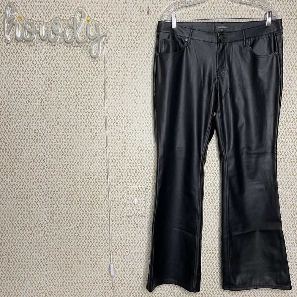 Wild Fable Black Faux Leather Low-Rise Flare Pants Size 12